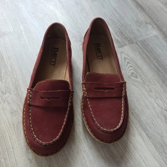 Born Nerina Suede Burgundy Loafers Women’s Size 10 - Picture 7 of 8